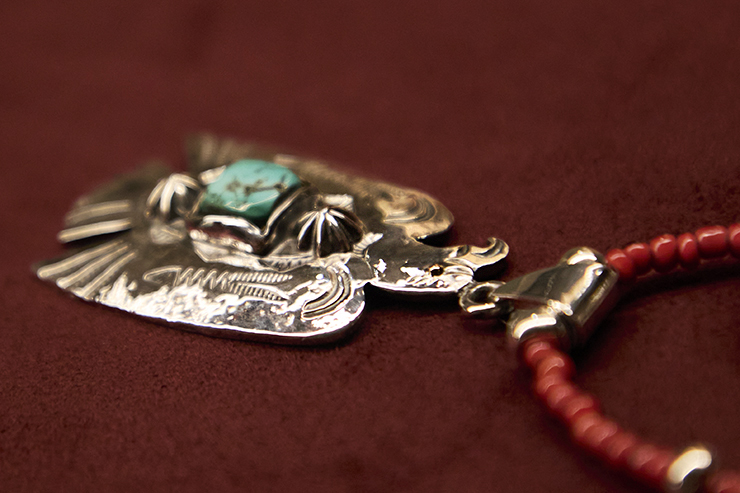 Classic Eagle Turquoise & Red Glass Beads Necklace (Special)