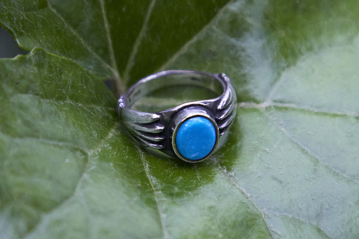 Love Hands Flat Top Turquoise Ring