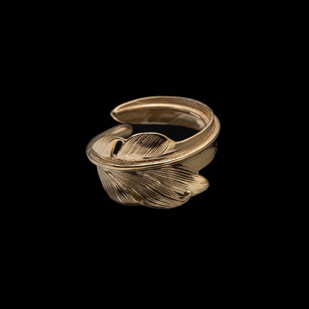 18K GOLD KAZEKIRI FEATHER RING No. 20