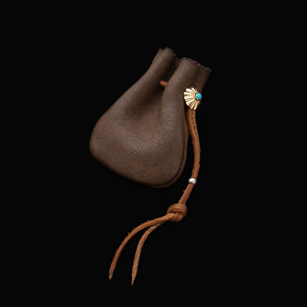 DEERSKIN MULTI POUCH (18K GOLD ACCENT, TURQUOISE SHELL)