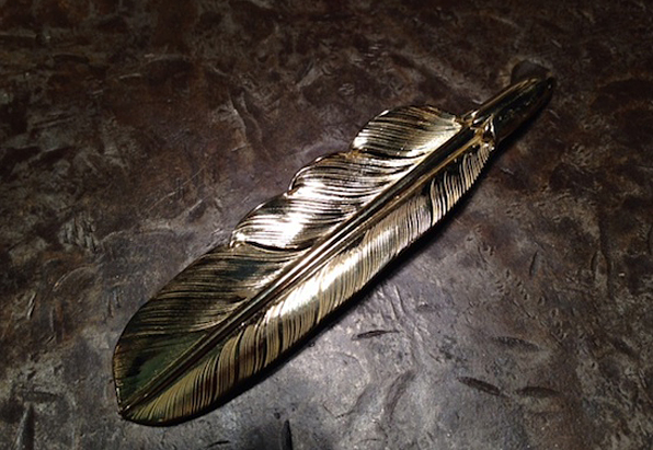 18K Gold Eagle Head Feather