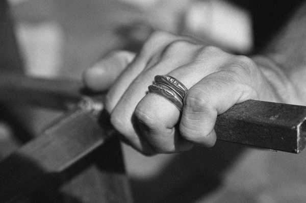 Stamp Bracelet / Triangle Ring / Metal Worker