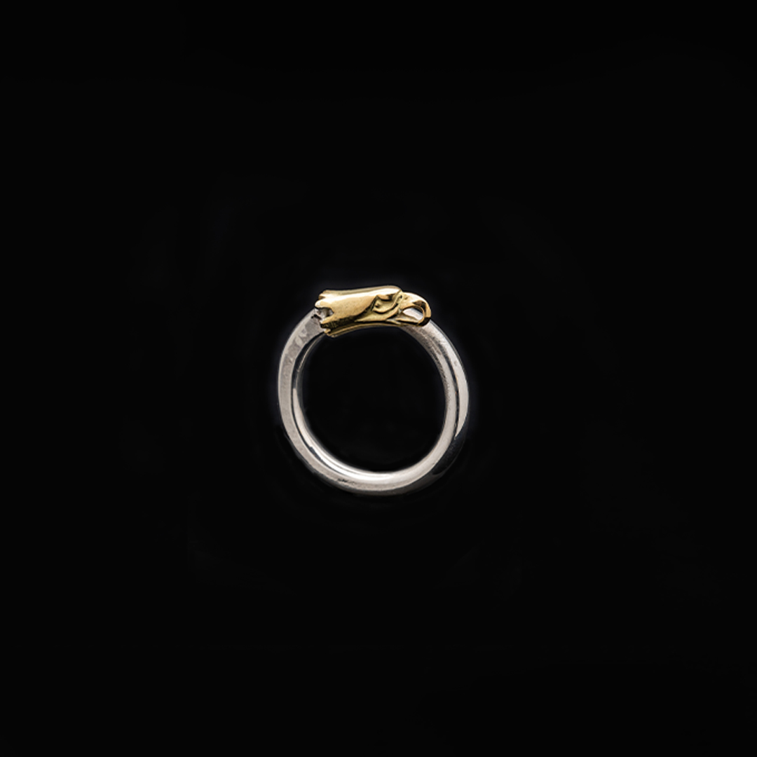 EAGLE HEAD RING No. 35 (18K GOLD ACCENT)