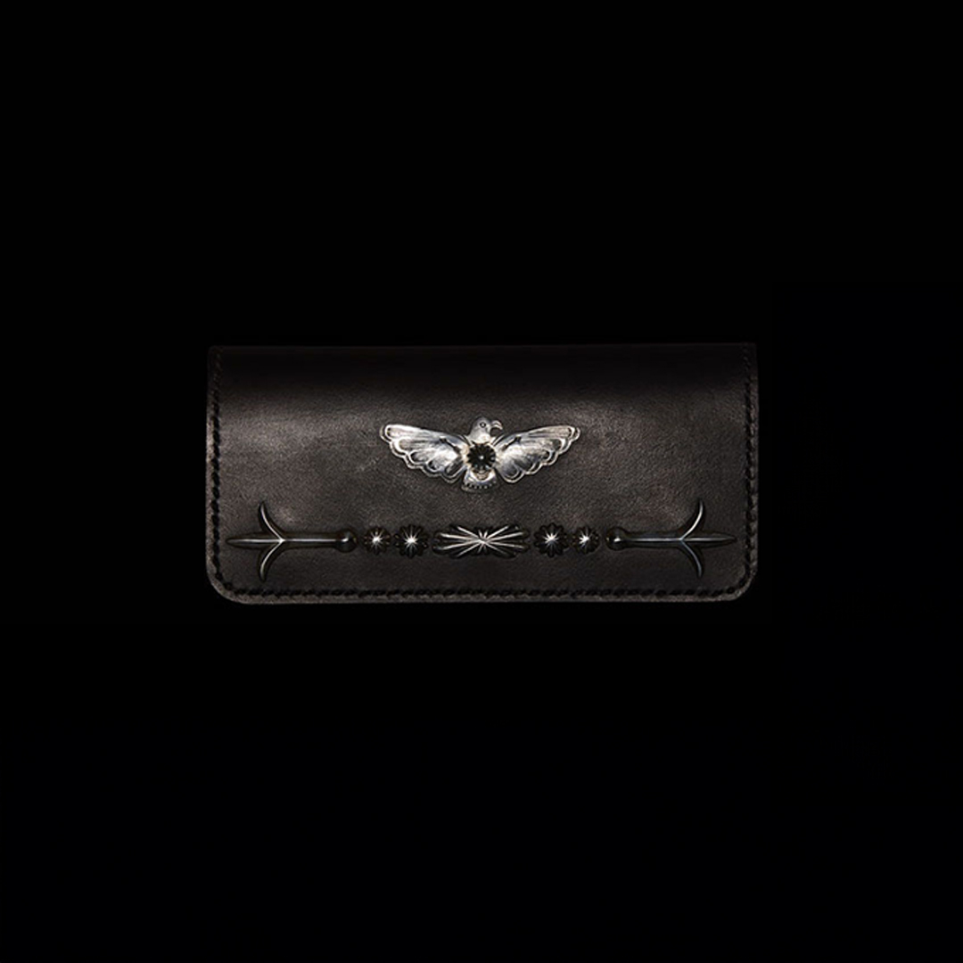 TRUCKERS WALLET No. 12, LARGE (OPEN WING THUNDERBIRD – SHELL & SHELL & THUNDERBIRD CLAW)