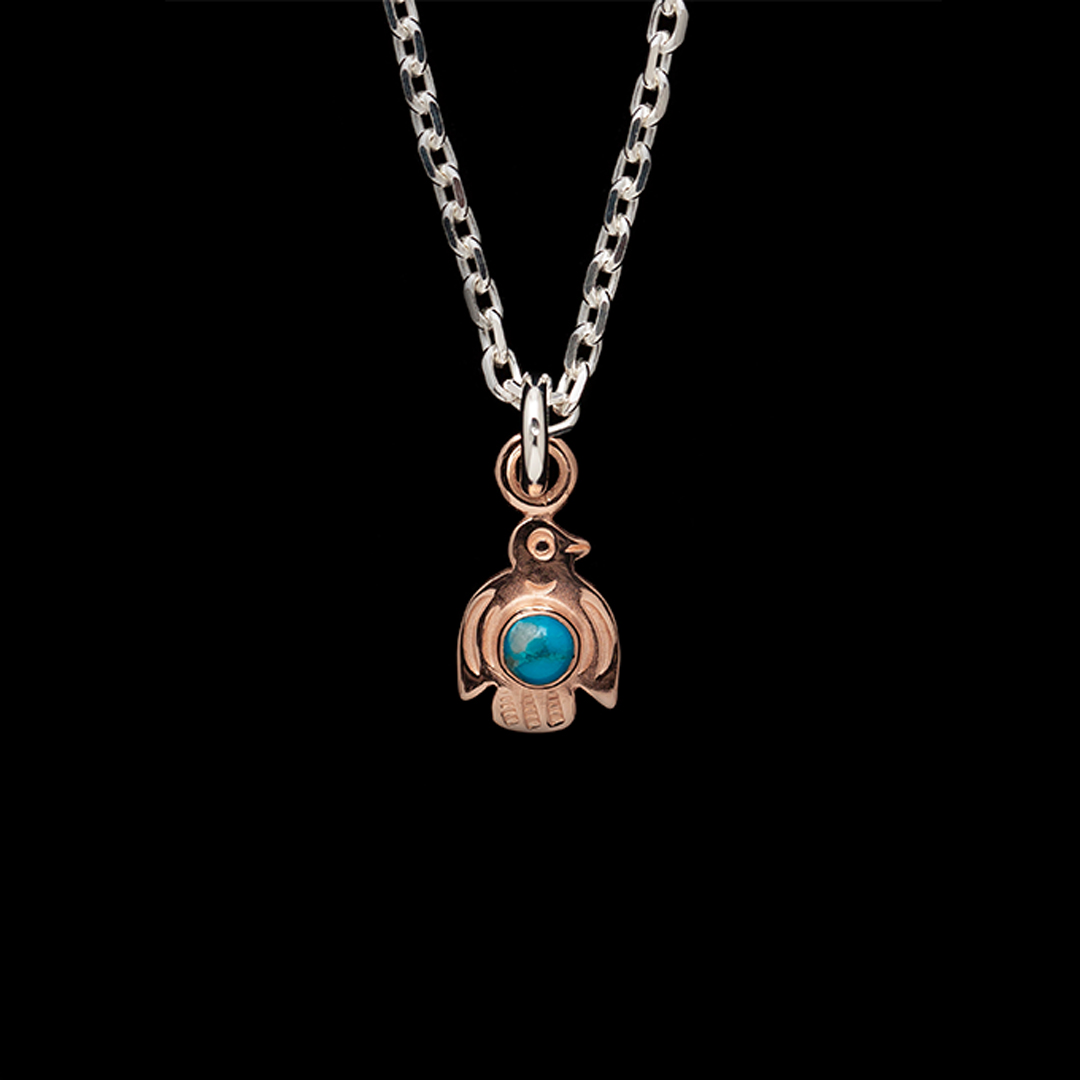 18K ROSE GOLD BABY THUNDERBIRD PENDANT (TURQUOISE)