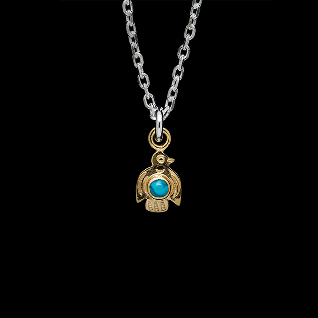 18K GOLD BABY THUNDERBIRD PENDANT (TURQUOISE)