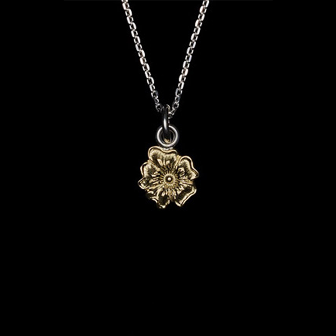 18K GOLD ROSE PENDANT, LARGE