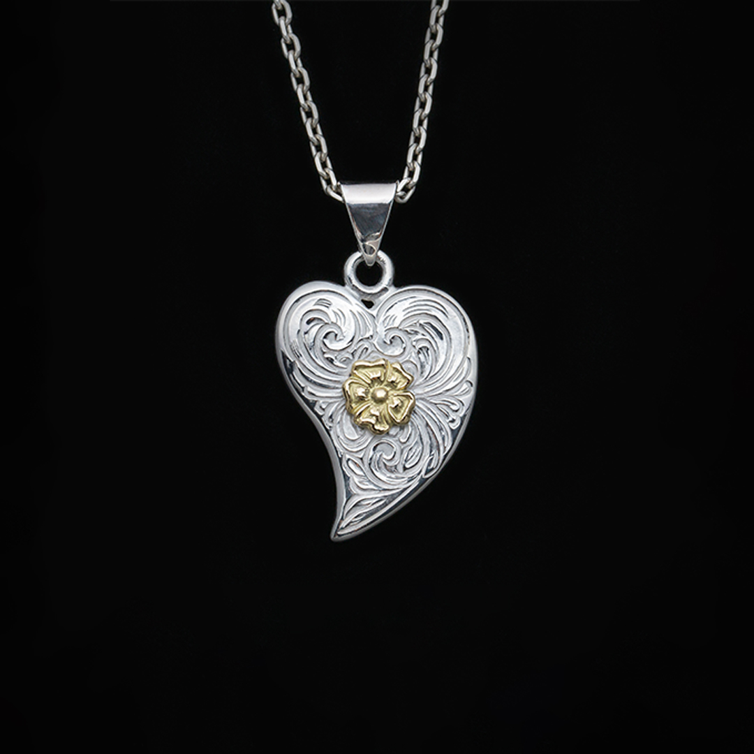 KARAKUSA ROSE HART PENDANT No. 177 (18K GOLD ACCENT)