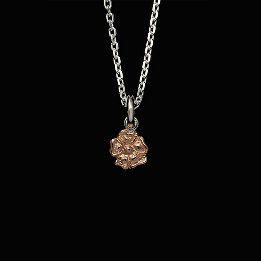 18K ROSE GOLD ROSE PENDANT, SMALL