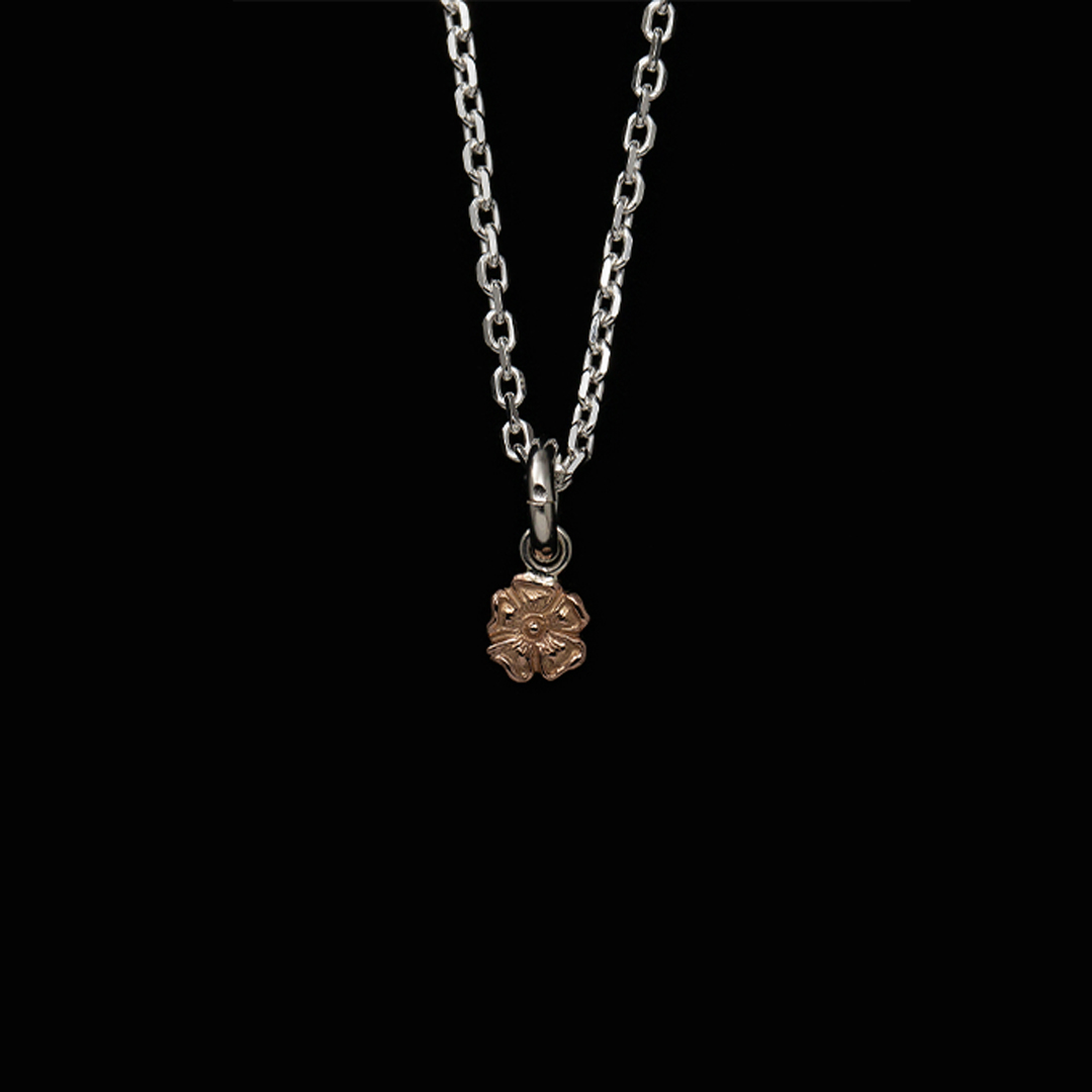 18K ROSE GOLD ROSE PENDANT, EXTRA SMALL