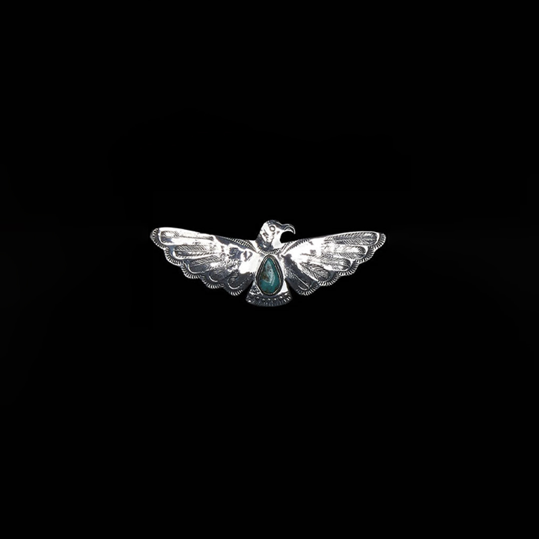 OPEN WING THUNDERIRD PIN (FEATHER, TURQUOISE)