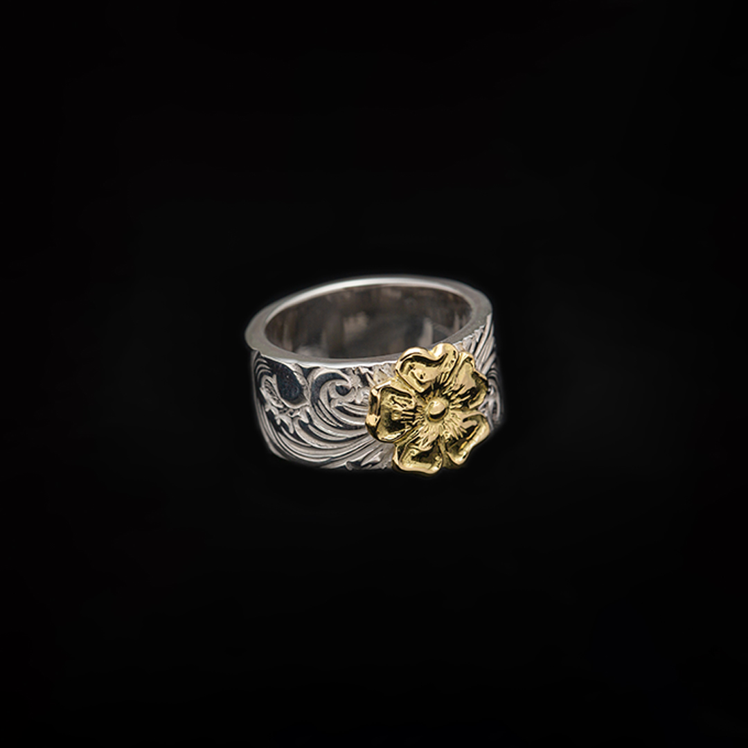 KARAKUSA ROSE RING No. 55 (10mm, 18K GOLD ACCENT)