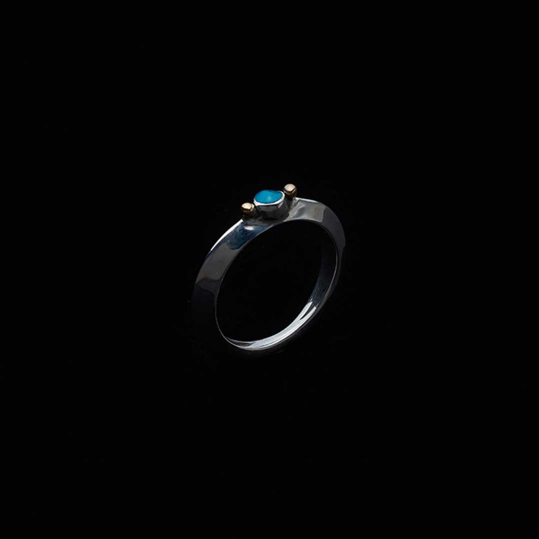 EXTRA THIN TRIANGLE TURQUOISE RING (18K GOLD ACCENTS)