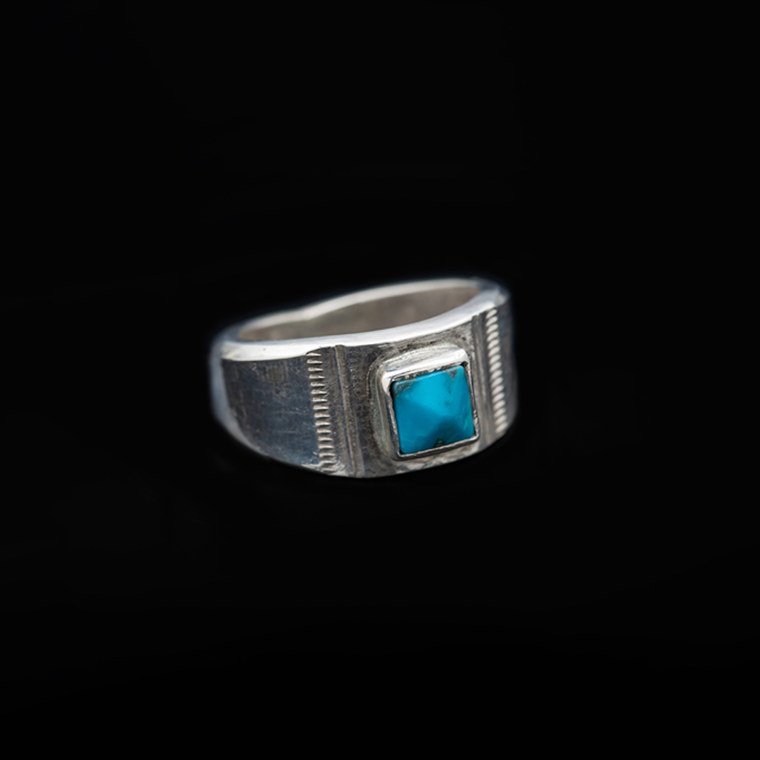 SQUARE PYRAMID TURQUOISE RING